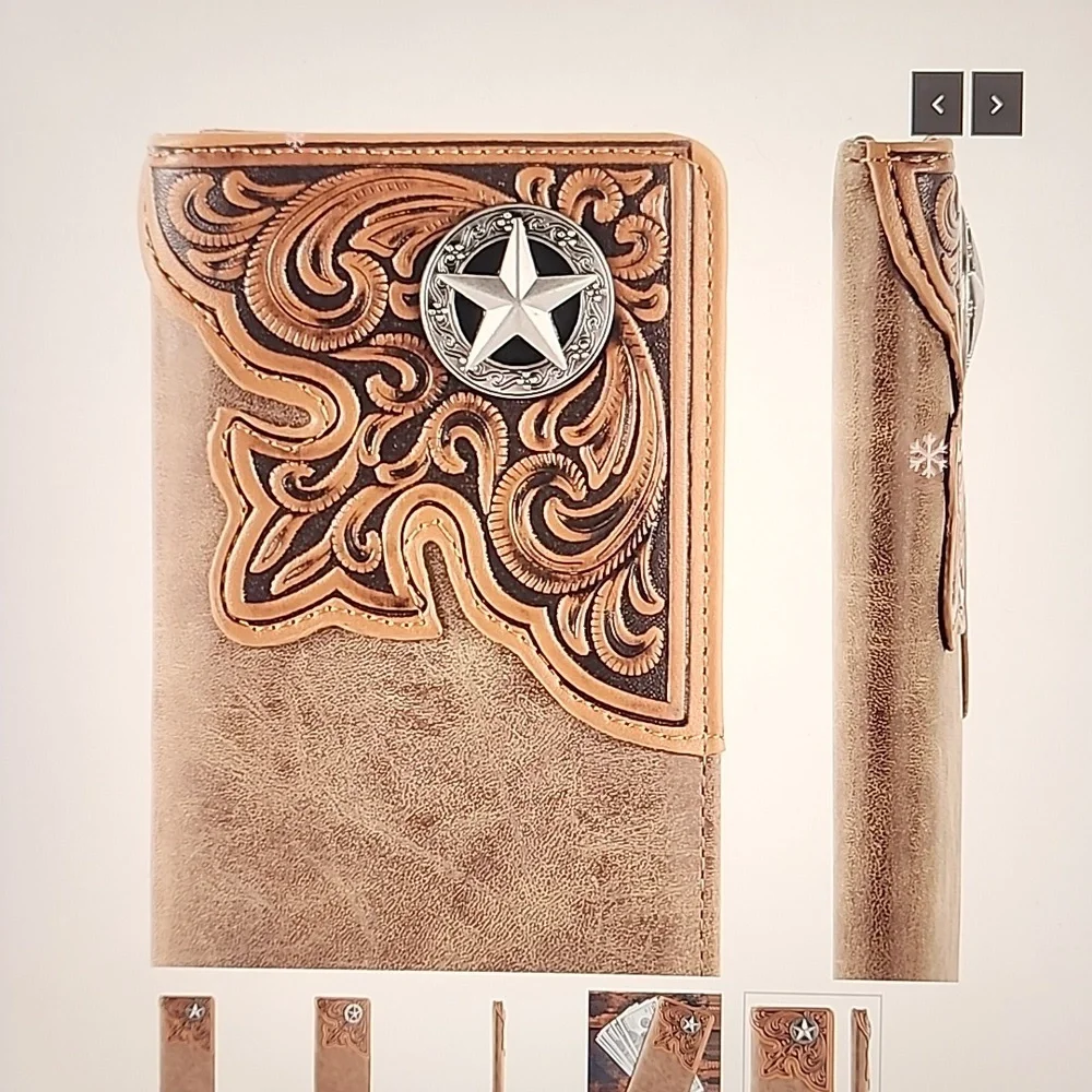 Lone 🌟 Star Concho Long Bifold PU Leather Wallet Montana West